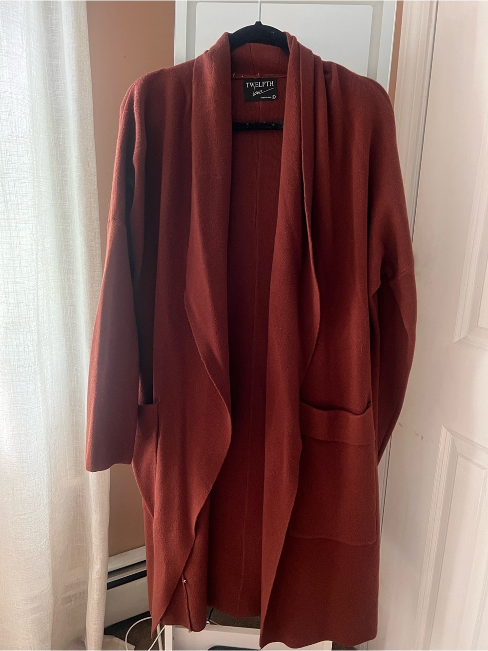 Twelfth Long Drape Cardigan - Rust